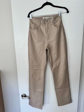 Abercrombie vegan leather pants in cream